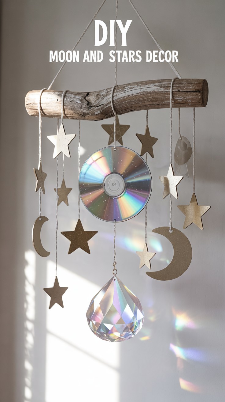 DIY Moon and Stars Wall Hanging Bedroom Decor Ideas