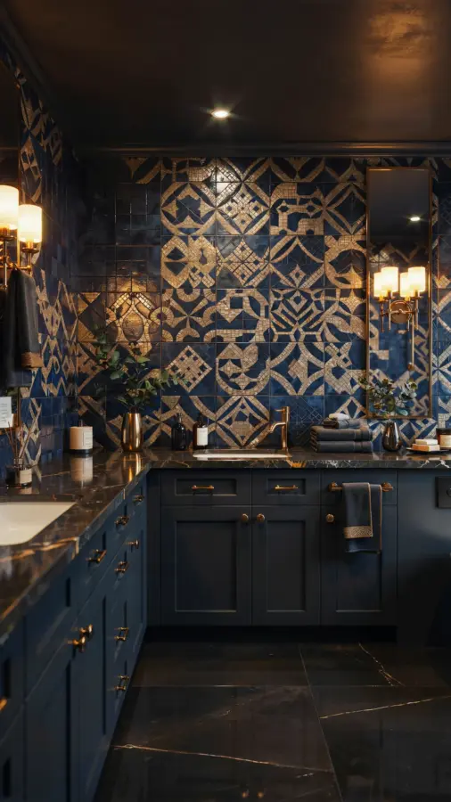 Coastal Preppy Bathroom Tile Ideas on a Budget | Ocean Wave Patterns for Small Bathrooms