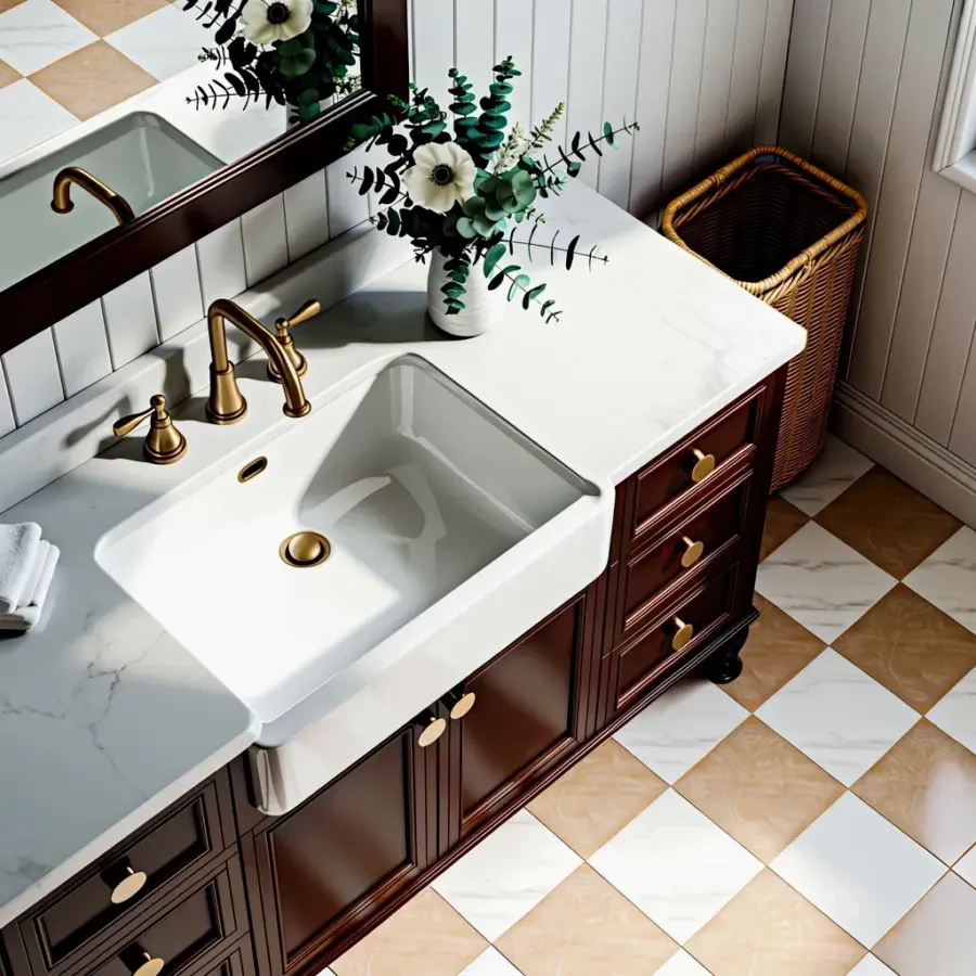 The #1 mistake with beige subway tile in small bathrooms (try a brunch café vibe instead)