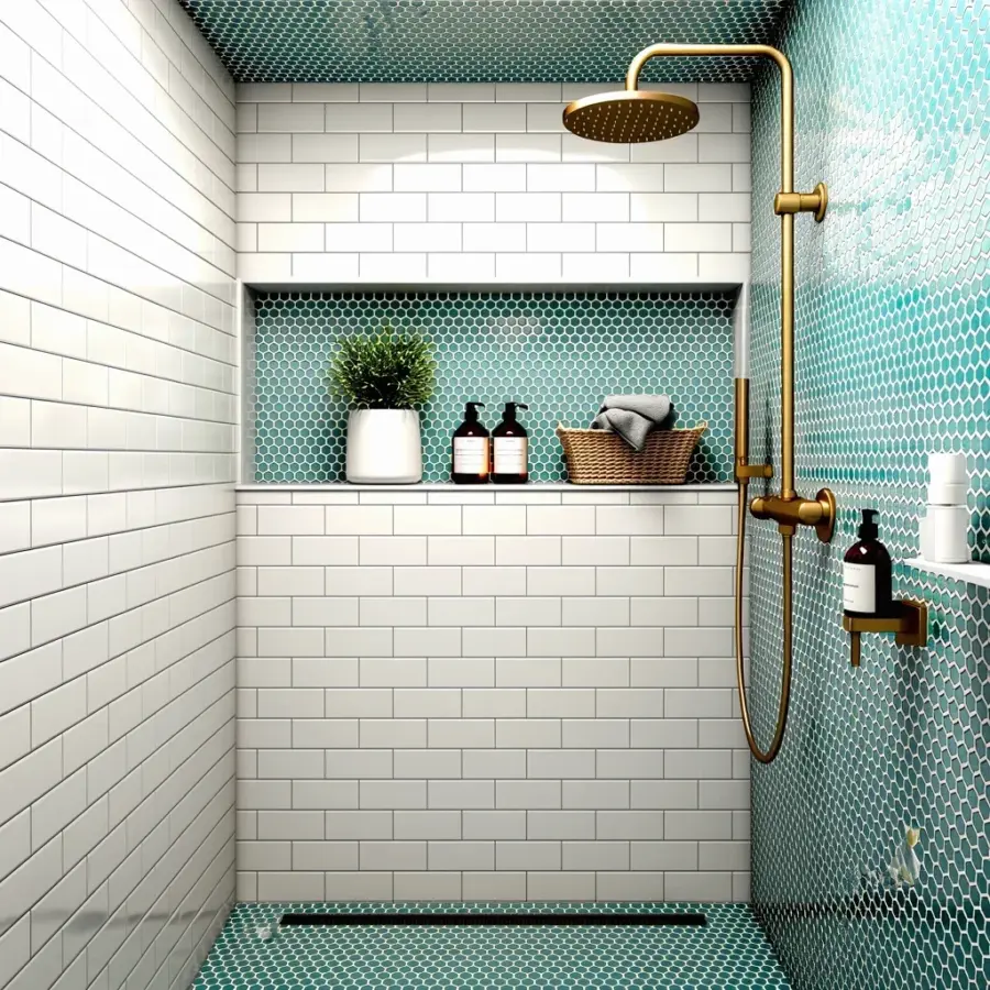 Grass and sand tile mistake? Pool water floor patterns in a shower — here's what to skip