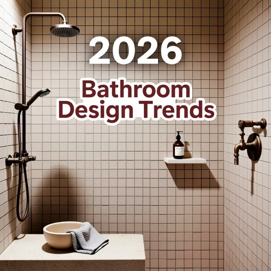 Mosaic Tile Bathroom Ideas | Beige Square Tiles with Rainfall Shower | Modern Shower Design
